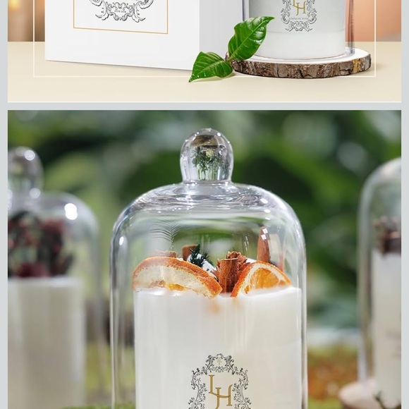 White Scented Candle with Glass Cloche - Picture 4 of 7